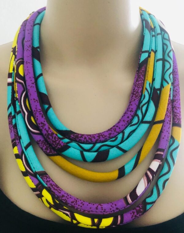 Collier africain multirang en tissu wax