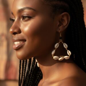 Boucles d'oreilles créoles  en cauris ou coquillage