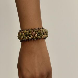 BRACELET EXTENSIBLE  EN PIERRE UNAKITE