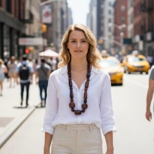 Sautoir africain fait main en bois d'ébène ,sautoir bohème