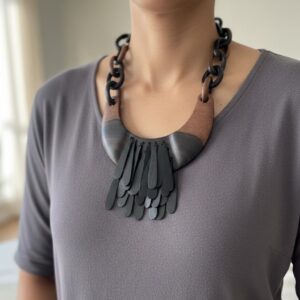 Collier africain fait main en bois d'ébène,collier bohème