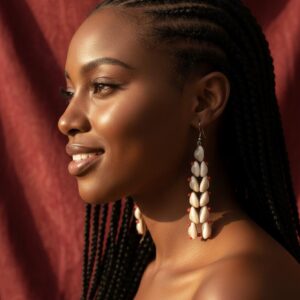 Boucles d'oreilles africaines en cauris ou véritable coquillages africains